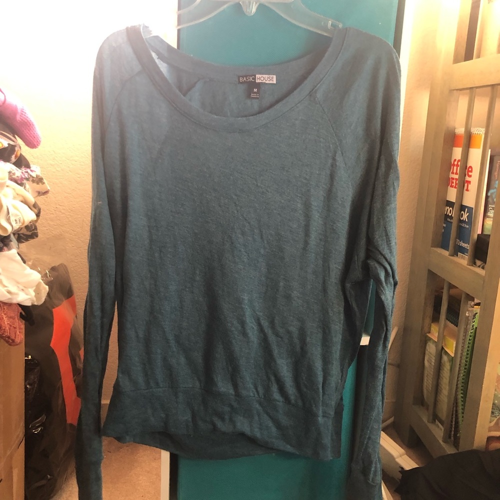 Teal long sleeve cute top